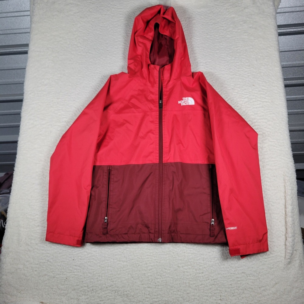 The North Face Rain Jacket Teen Boys Size L 12 Red DryVent Hooded Windbreaker